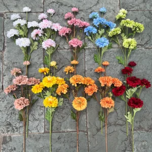 6-Head Artificial Yanran Dahlia Stem