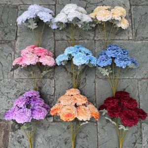9-Head Artificial Yuji Peony Bush