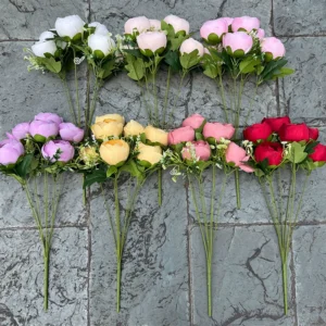 7-Head Artificial English Ranunculus Bouquet