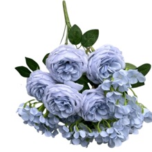 11-Branch Artificial Rose and Hydrangea Bouquet