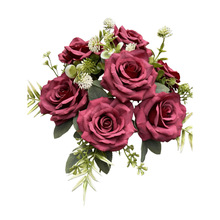 7-Head Artificial Plato Rose Bouquet