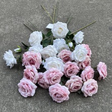 3-Head Artificial Rolled-Edge Rose Stem - Image 4